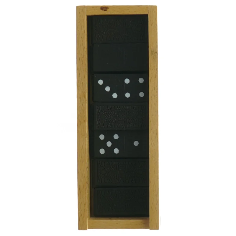 Dominospil i trækasse (str. 17,5 x 6 cm)