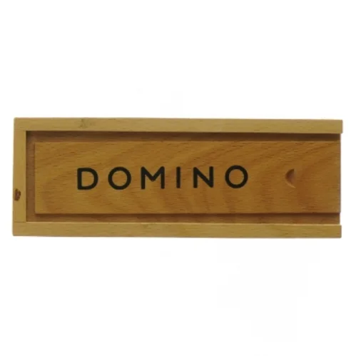 Dominospil i trækasse (str. 17,5 x 6 cm)