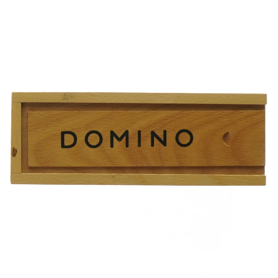 Dominospil i trækasse (str. 17,5 x 6 cm)