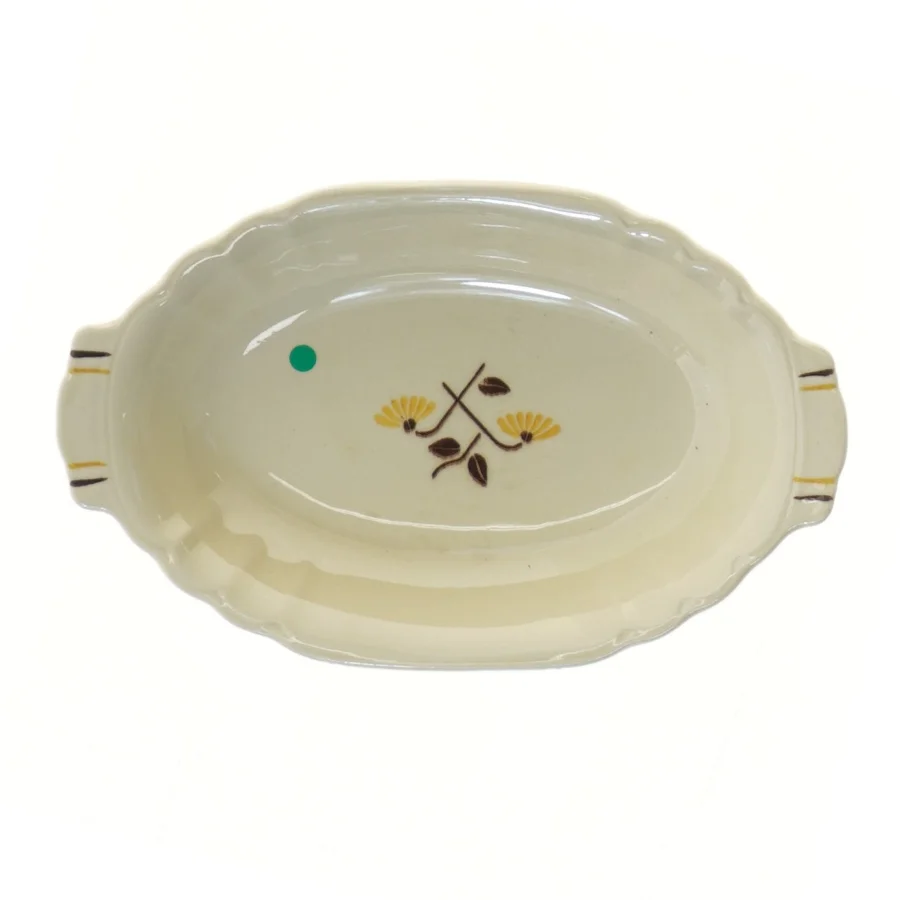 Keramik/porcelæn fad, Rørstrand med blomstermotiv (str. 23x14 cm)