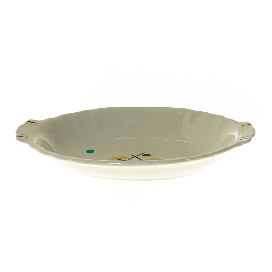 Keramik/porcelæn fad, Rørstrand med blomstermotiv (str. 23x14 cm)