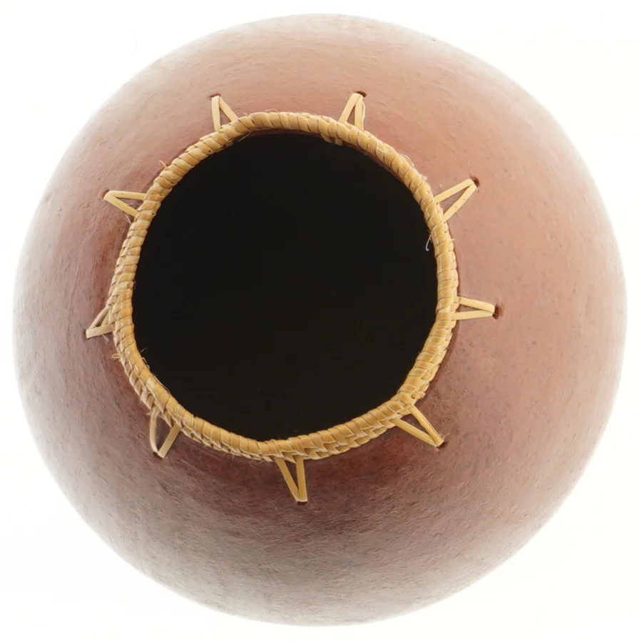 Brun keramikvase med flettet kant (str. 21x21 cm)