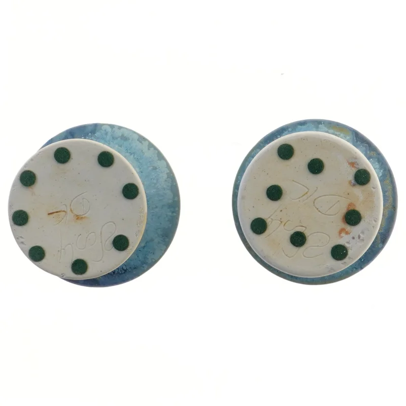 Blå keramiklysestager, Dorte Visby Keramik (str. 2 stk Ø 11 cm længde 10,5 cm)