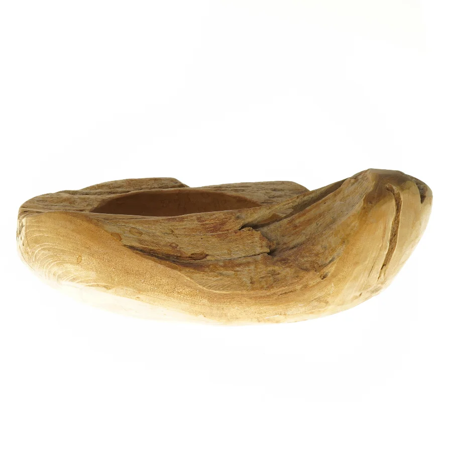 Naturlig træskulptur dekorationsskål (str. 35 cm)