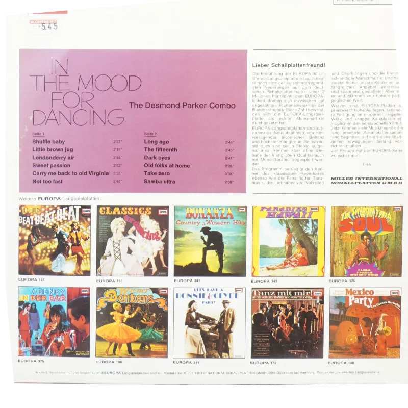 In the mood for dancing fra Europa Stereo (str. 30 cm)