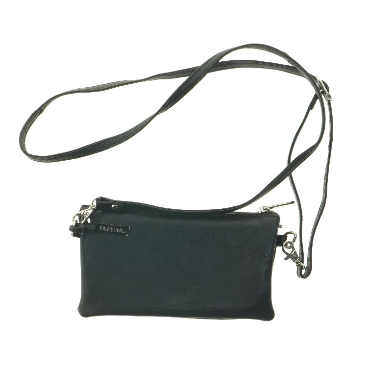 Sort skuldertaske fra IN PLECHE (str. 21x12 cm)