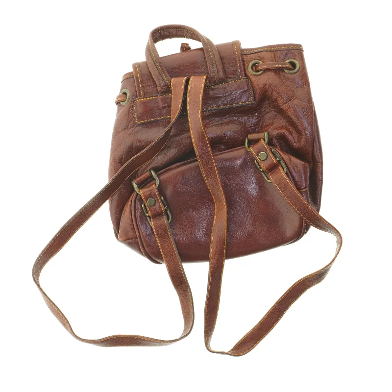 Brun læderrygsæk (str. 24x24 cm)