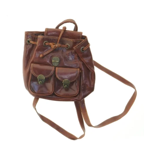 Brun læderrygsæk (str. 24x24 cm)