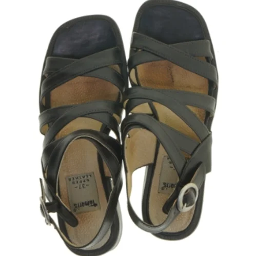 Sorte lædersandaler, str. 37 fra Tamaris (str. 37 )