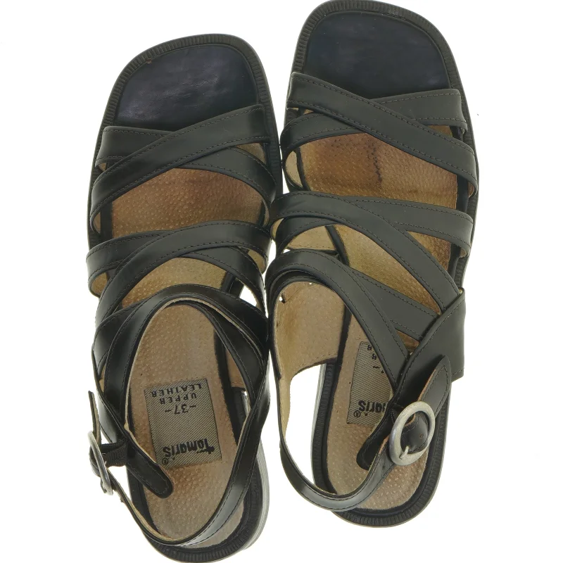 Sorte lædersandaler, str. 37 fra Tamaris (str. 37 )