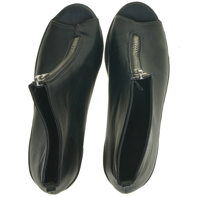 Sort ankel støvle med lynlås (str. Længde, 23 cm)