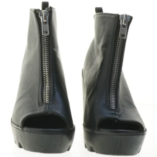 Sort ankel støvle med lynlås (str. Længde, 23 cm)