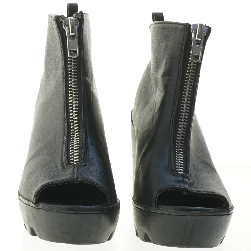 Sort ankel støvle med lynlås (str. Længde, 23 cm)