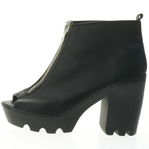 Sort ankel støvle med lynlås (str. Længde, 23 cm)