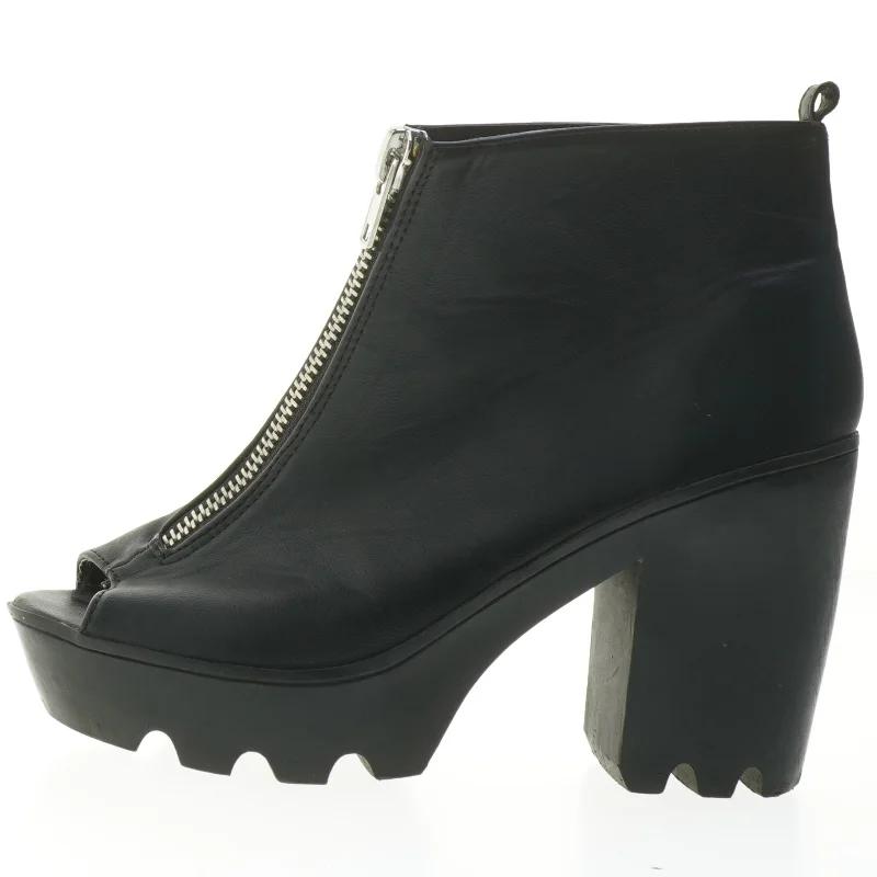 Sort ankel støvle med lynlås (str. Længde, 23 cm)