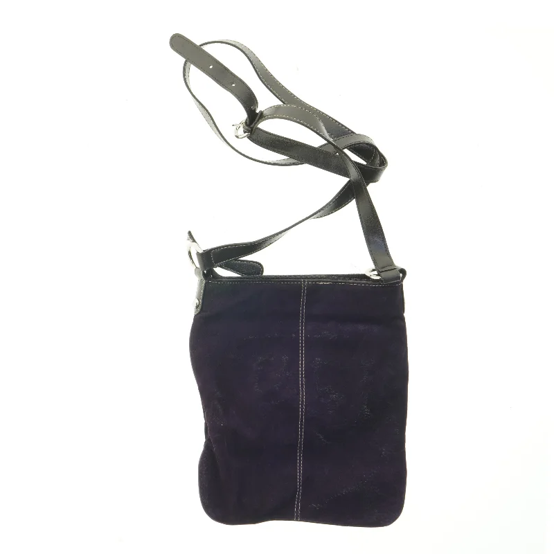 Lille skuldertaske i ruskind og læder (str. 26x22 cm)