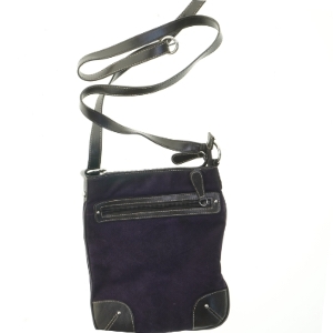 Lille skuldertaske i ruskind og læder (str. 26x22 cm)