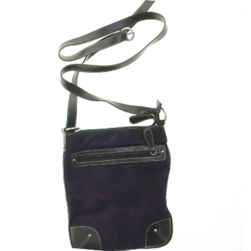 Lille skuldertaske i ruskind og læder (str. 26x22 cm)