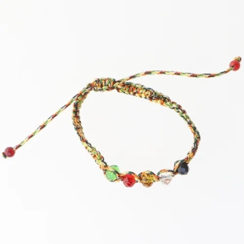 Farverig armbånd med perler (str. Ø 5,5-10 cm)