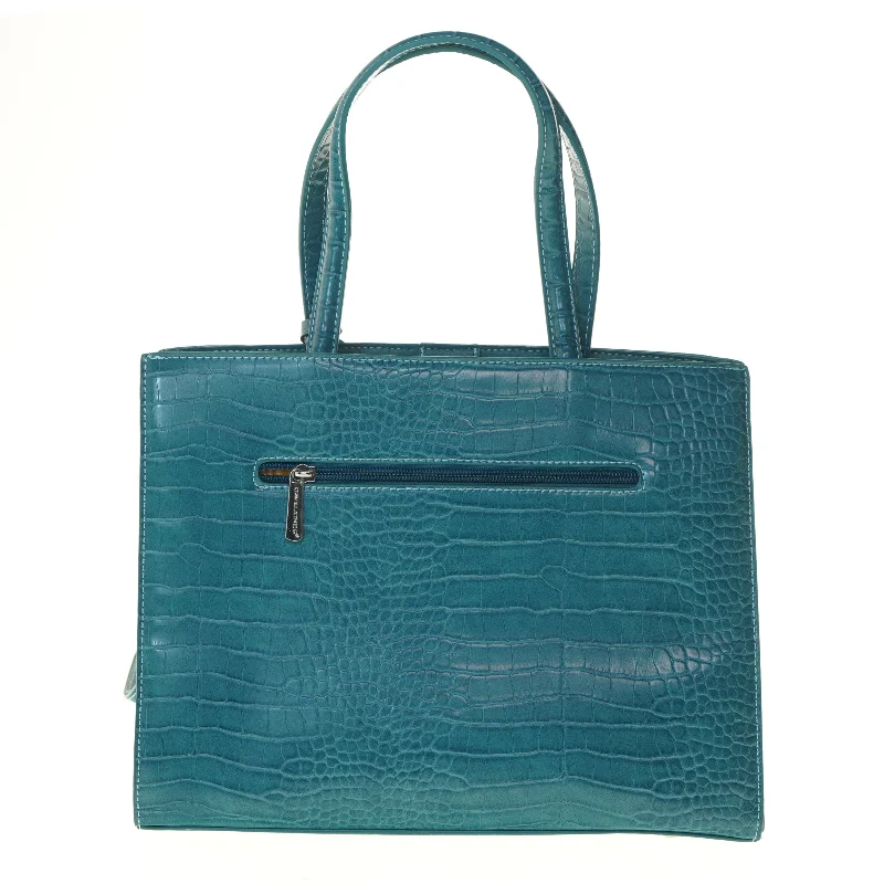 Håndtaske med krokodillemønster fra David Jones (str. 25x33 cm)