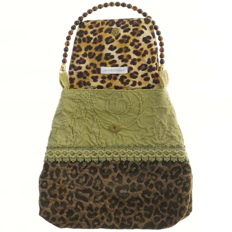 Vintage håndtaske med leopardmønster fra Jane Burchard (str. 34x36 cm)