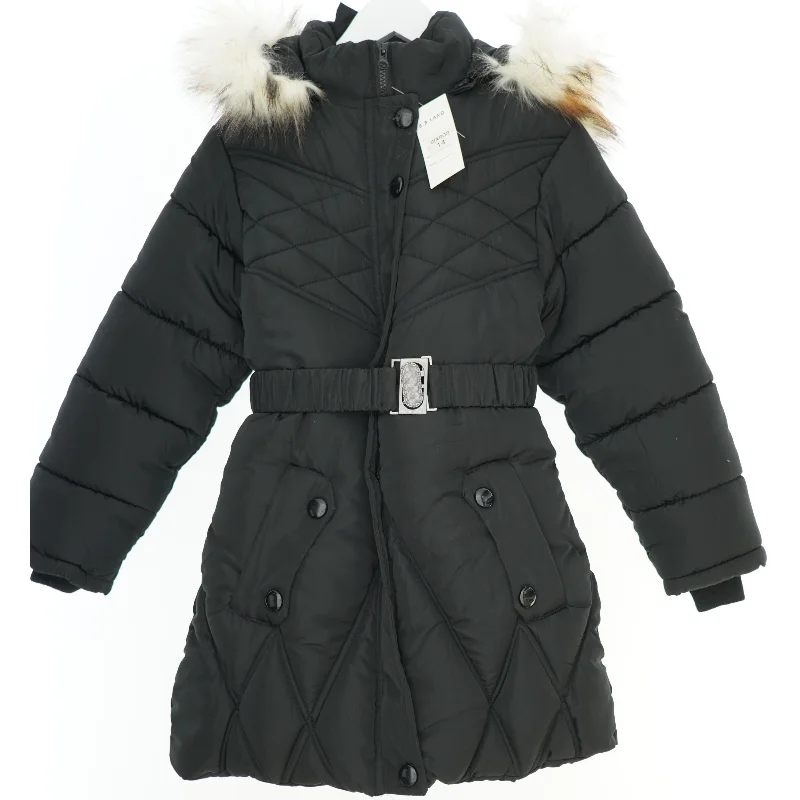 Sort vinterjakke (til børn) med pelskrave fra B. B. Land (str. L)