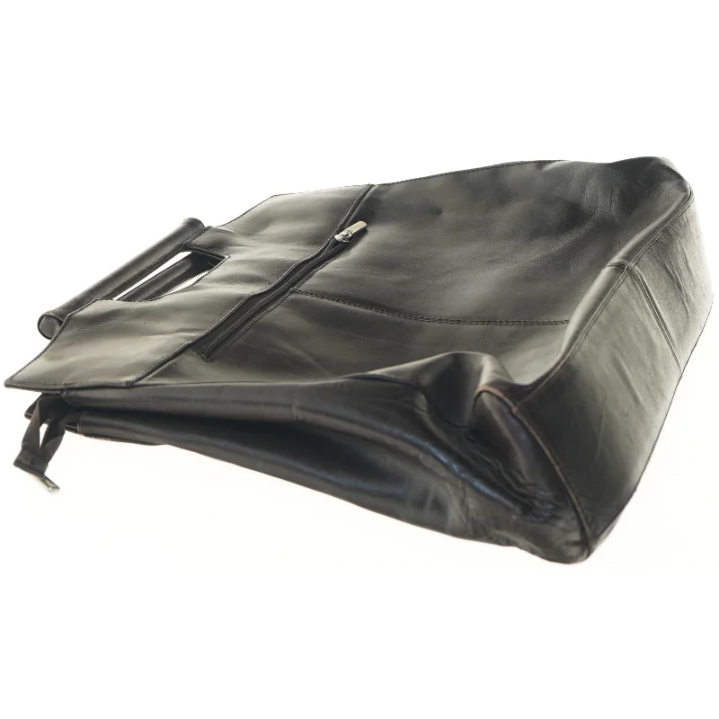 Sort læder taske (str. 41x35 cm)