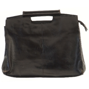 Sort læder taske (str. 41x35 cm)