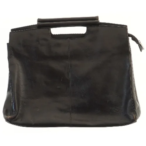 Sort læder taske (str. 41x35 cm)