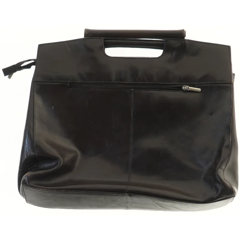 Sort læder taske (str. 41x35 cm)