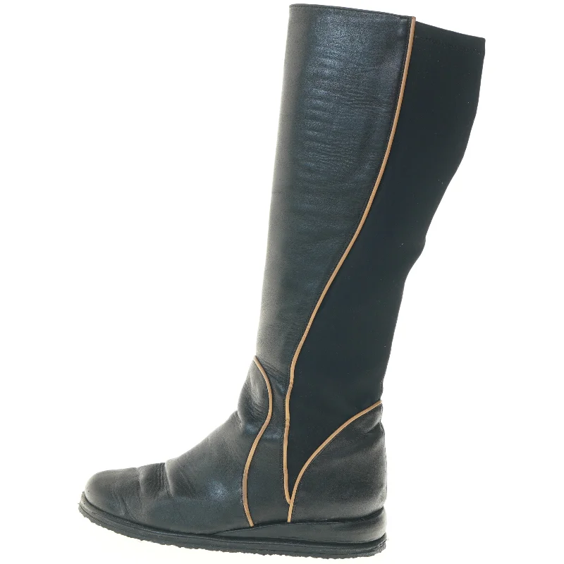 Sort knæhøje dame støvler (str. Længde 26 cm)