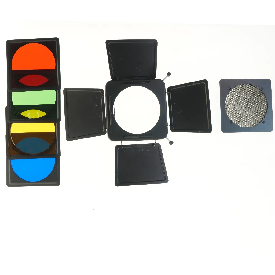 Farvefiltre 21,5 cm, barndoor og honeycomb