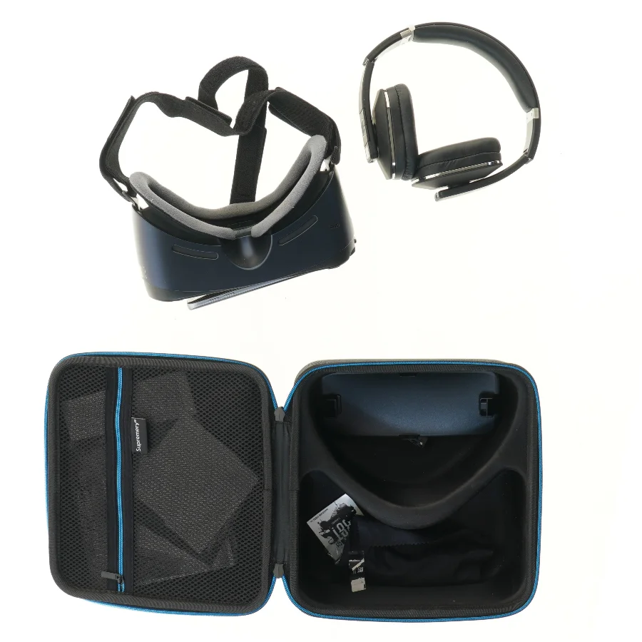 Samsung Gear VR-headset med hovedtelefoner og mobil