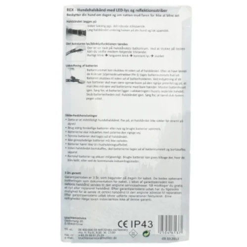 Reflekshalsbånd med LED-lys fra REX (str. 40-60x2,5 cm)