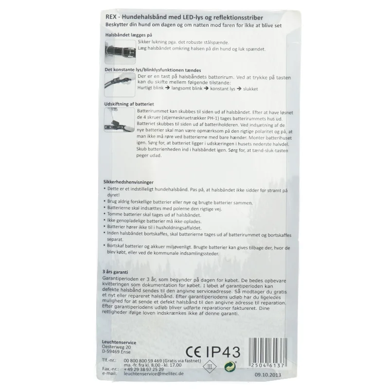 Reflekshalsbånd med LED-lys fra REX (str. 40-60x2,5 cm)