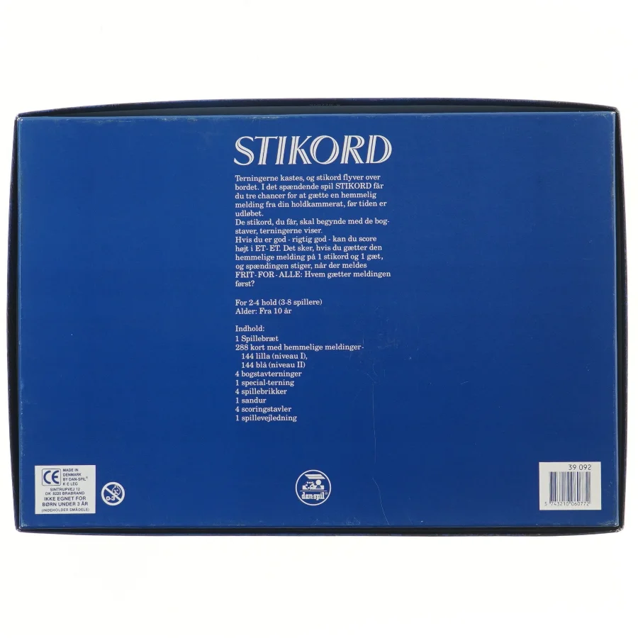 Stikord brætspil fra Danspil (str. 39x27 cm)