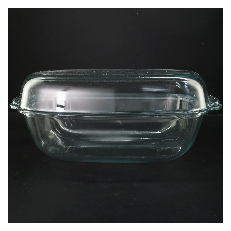 Glasfad med låg fra Simax (str. 42x26x17 cm)