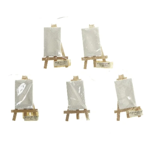 Små staffelier/bordkort med lærred (str. 5 stk 5x8 cm)