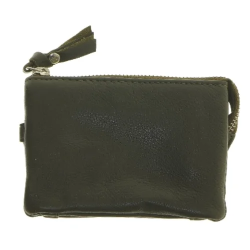 Grøn læderpung med lynlås, ny (str. 13,5x10 cm)