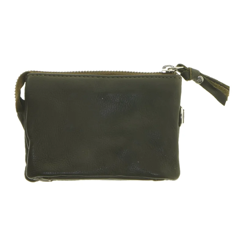 Grøn læderpung med lynlås, ny (str. 13,5x10 cm)