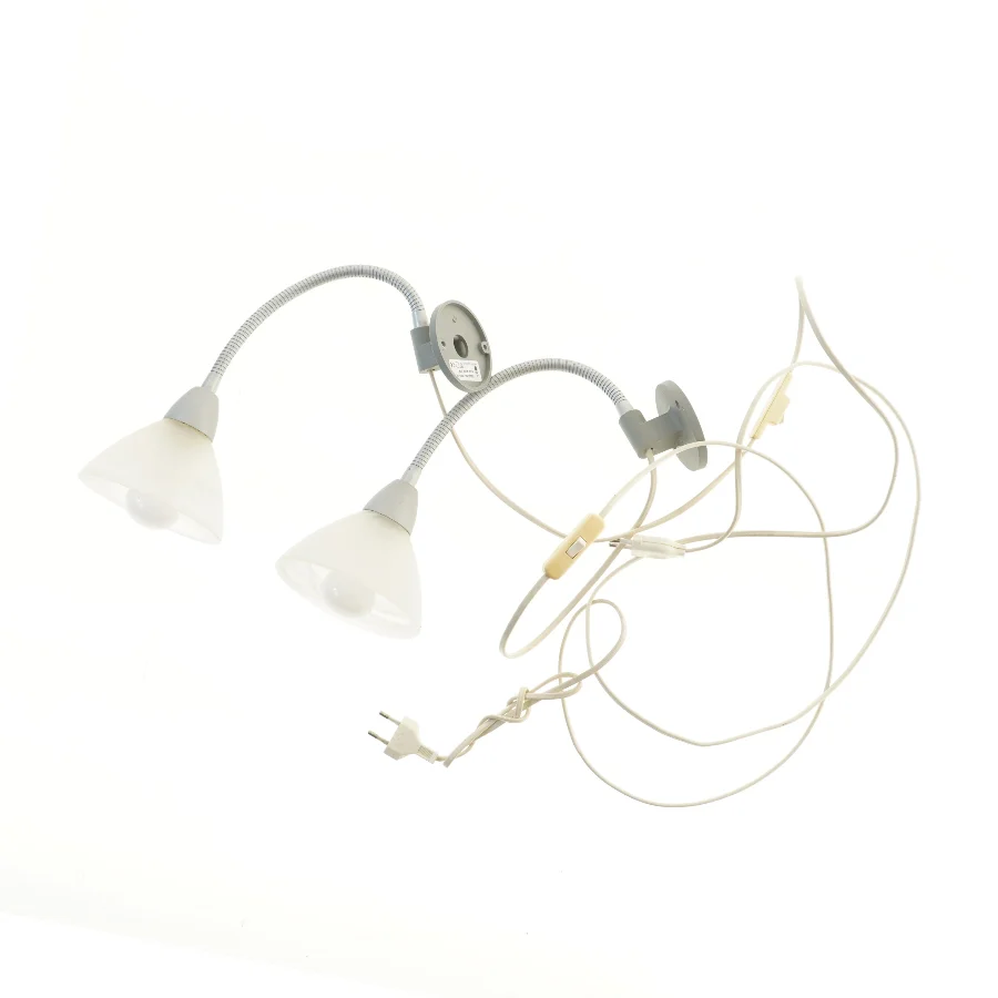 Dobbelt væglampe med fleksible arme (str. 42 cm)