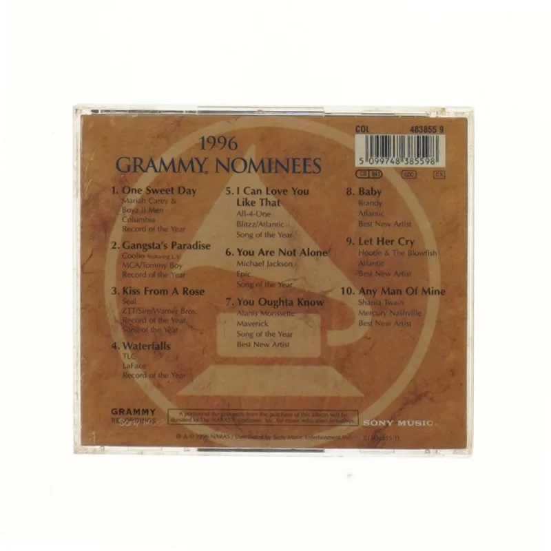 CD: 1996 Grammy Nominees fra Sony Music (str. 12,5x14 cm)