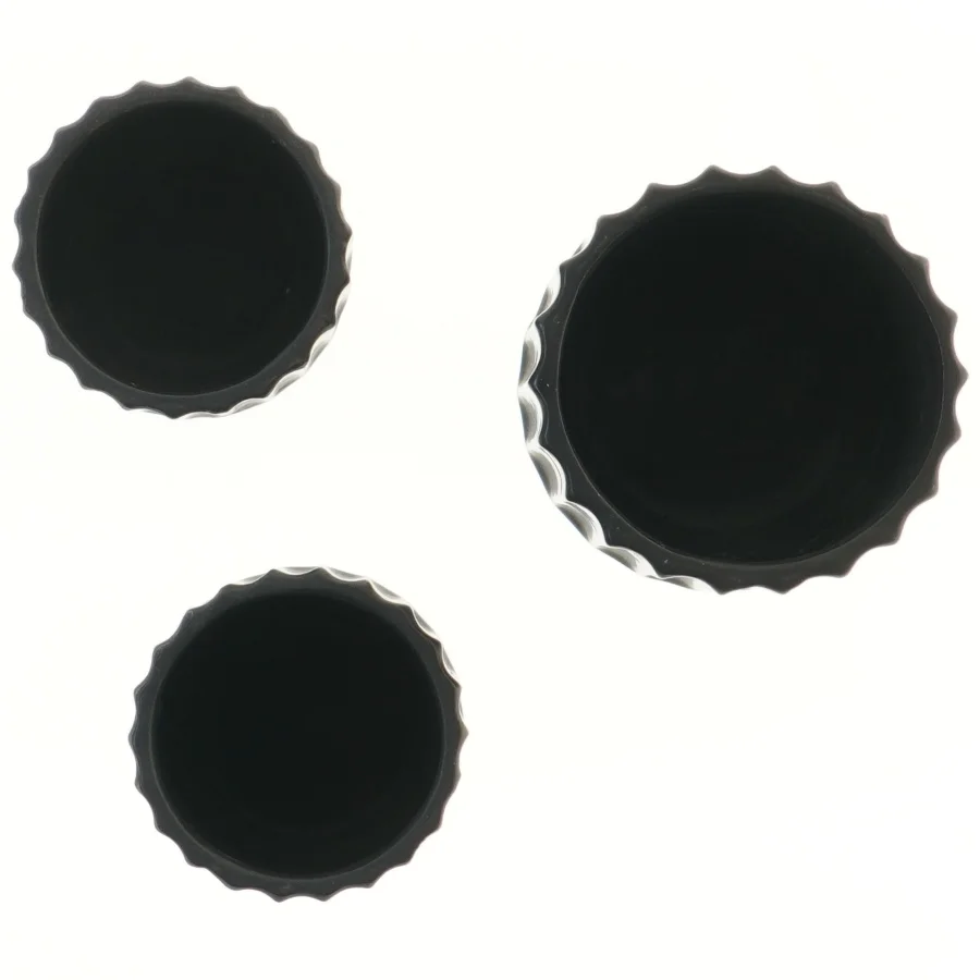 Sort ribbet potte sæt fra 2have (str. 3 stk Ø 10 & 10 & 12 cm)