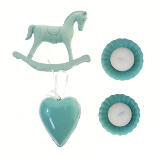 Dekorativ hest og hjerte med fyrfadslys fra Søstrene Grene (str. 8, 13 og 6,5 cm)