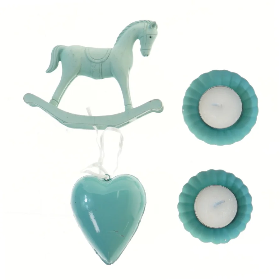 Dekorativ hest og hjerte med fyrfadslys fra Søstrene Grene (str. 8, 13 og 6,5 cm)