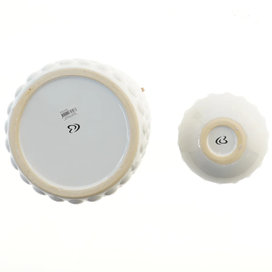 Keramiske vaser med lædersnøre (str. 2 stk Ø 10 & 16 cm)
