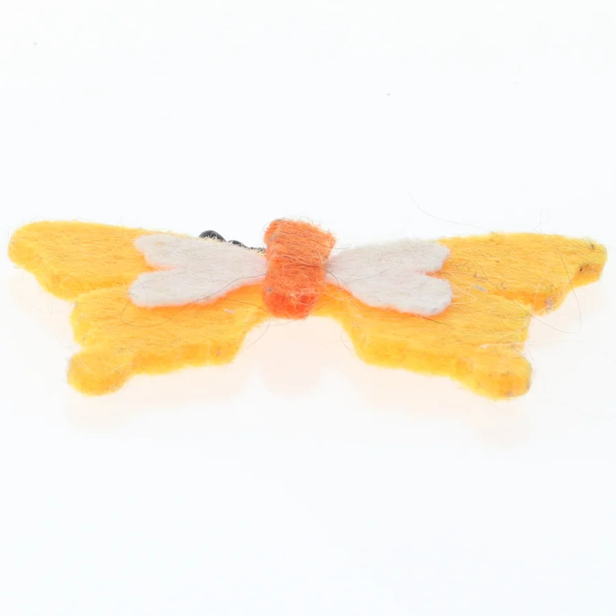 Orange filt sommerfugl dekoration (str. 7x5 cm)