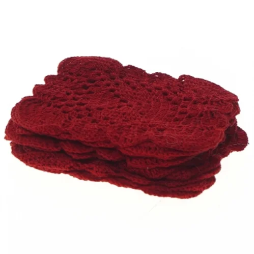 Røde hæklet dækkeservietter (str. 14x14 cm)