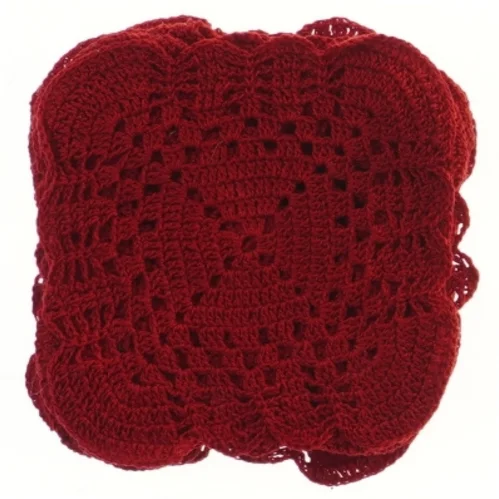 Røde hæklet dækkeservietter (str. 14x14 cm)
