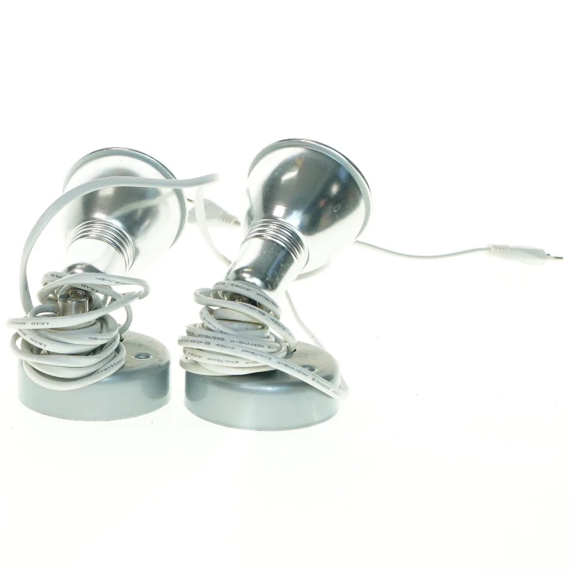 Sølvfarvede spotlamper (str. 8 cm, diameter 15 cm lang)
